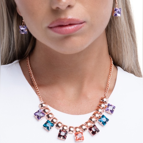 Jewelry - NWT Copper Multi-Color Gems Necklace & Earrings Set